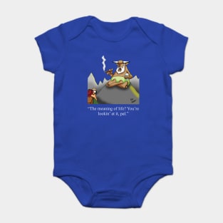 Funny Retirement Meaning of Life Cartoon Sherpa Humor Baby Bodysuit